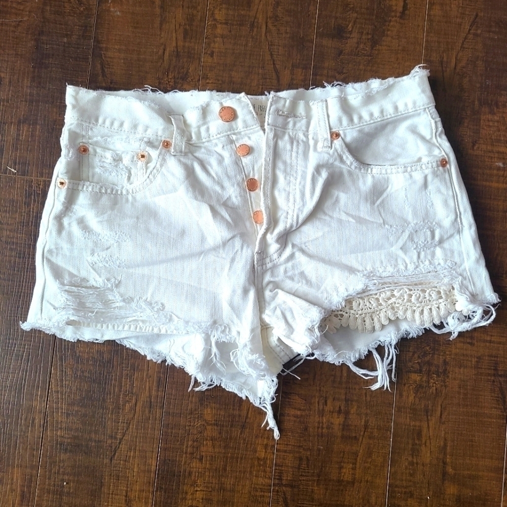 Free People We The Free white denim shorts